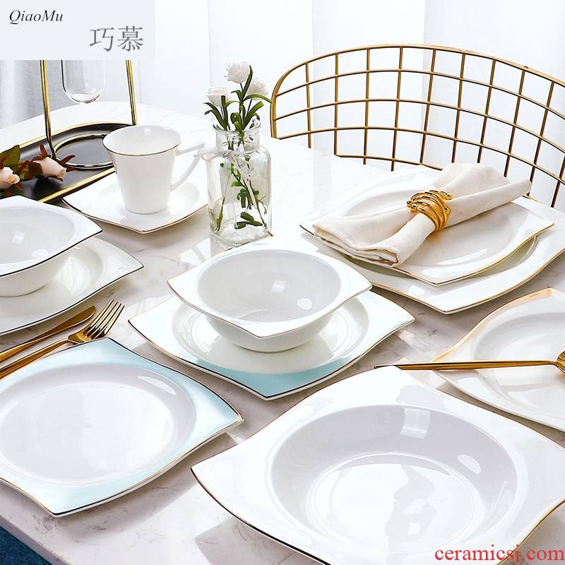 Qiao mu ou up phnom penh steak 0 creative dinner plate the suit household ceramic flat plate full