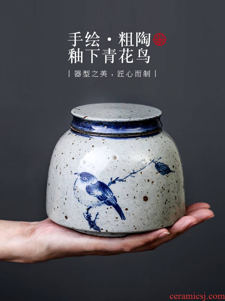 Tea pot ceramic seal hand - made bird creative move fashion household porcelain jar with cover coarse pottery Tea storage tanks