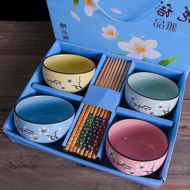 The Japanese kitchen gifts ceramic bowl in creative activities gift chopsticks tableware wedding gift boxes in return