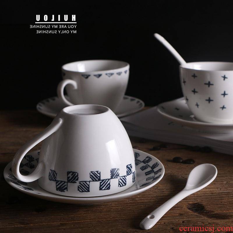 The kitchen ceramic coffee cup milk cup creative restaurant mark cup cafe cups and saucers spoons suit manufacturer