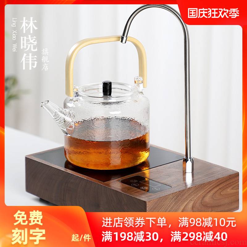 Walnut automatic water machine electricity TaoLu boiling tea ware glass teapot household small.mute tea stove suits for
