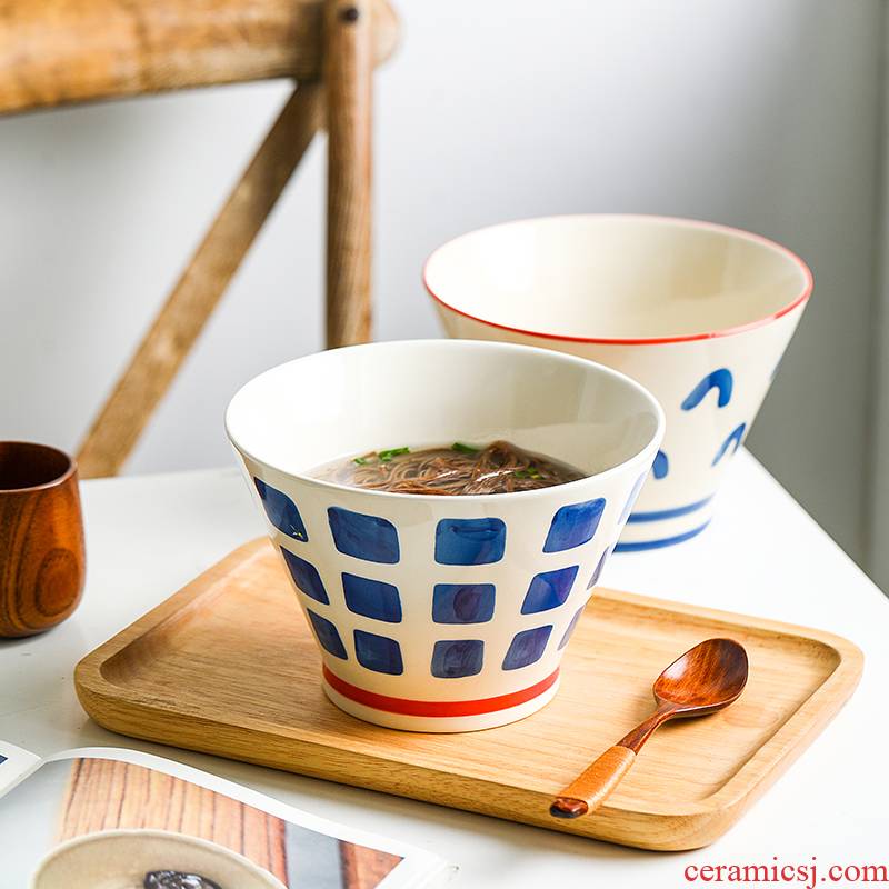 Japanese under the glaze color, rainbow such use household creative hat to large bowl of jingdezhen ceramic tableware large bowl of such soup bowl