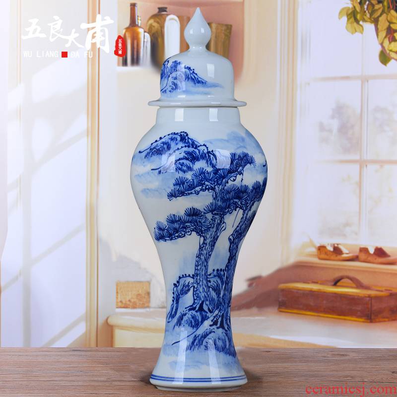 Jingdezhen blue and white porcelain hand - made bottle is empty wine bottles of household 2 jins of general mercifully bottles sealed as cans bottles