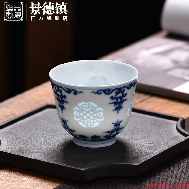Jingdezhen flagship store blue and white best lines and exquisite ceramic cups single collection sample tea cup tea masters cup