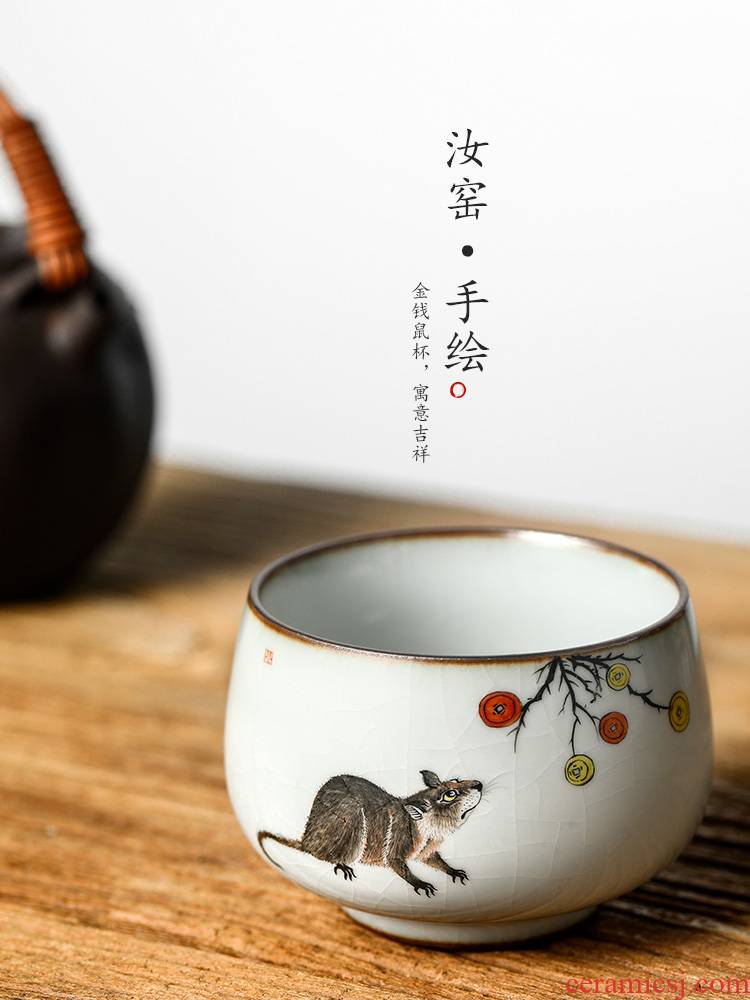 Jingdezhen tea zodiac rat master cup single cup your up hand - made kung fu tea cups ceramic sample tea cup by hand