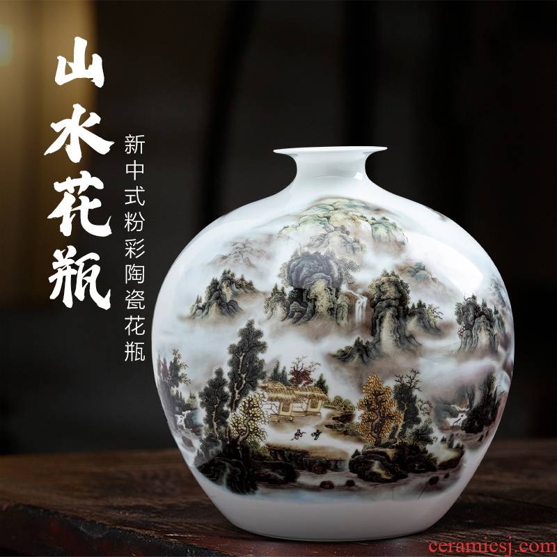 Landscape painting porcelain of jingdezhen ceramics vase pomegranate bottles of new Chinese style household furnishing articles sitting room porch decoration