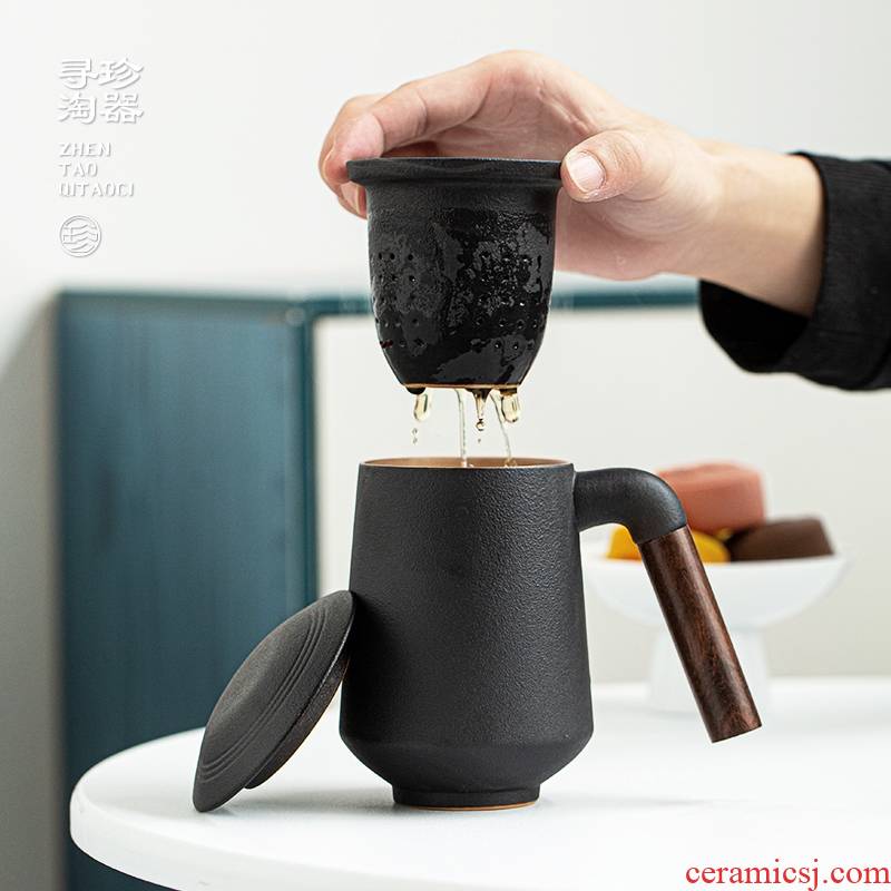 Jane tao machine mugs ceramic cups with cover to filter the ebony handle office household separation of tea cups