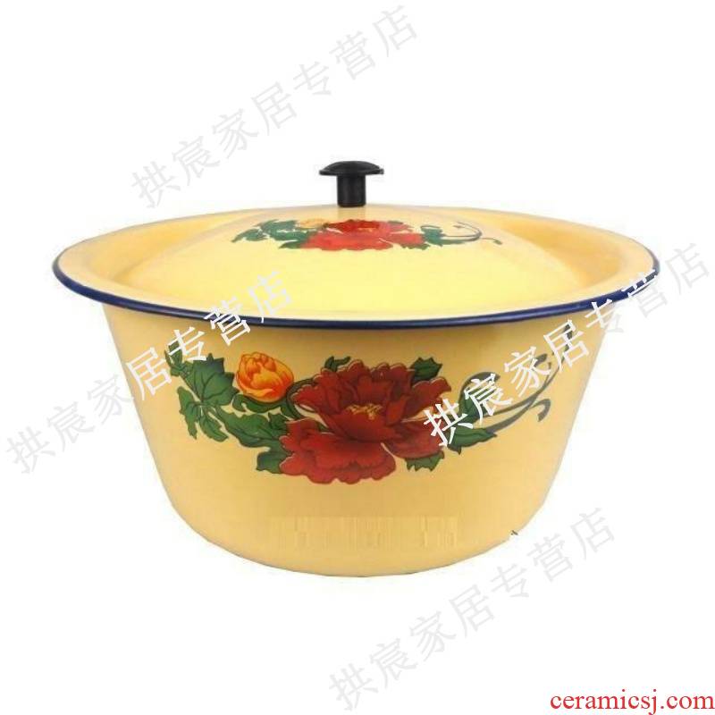 Enamel soup bowl basin thickening magnetic magnetic ceramic POTS home little and the basin that wash a face with cover large capacity in the kitchen