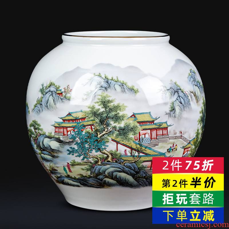 Jingdezhen ceramics vases newest autumn YunJing day big round pot Chinese style living room TV ark adornment furnishing articles