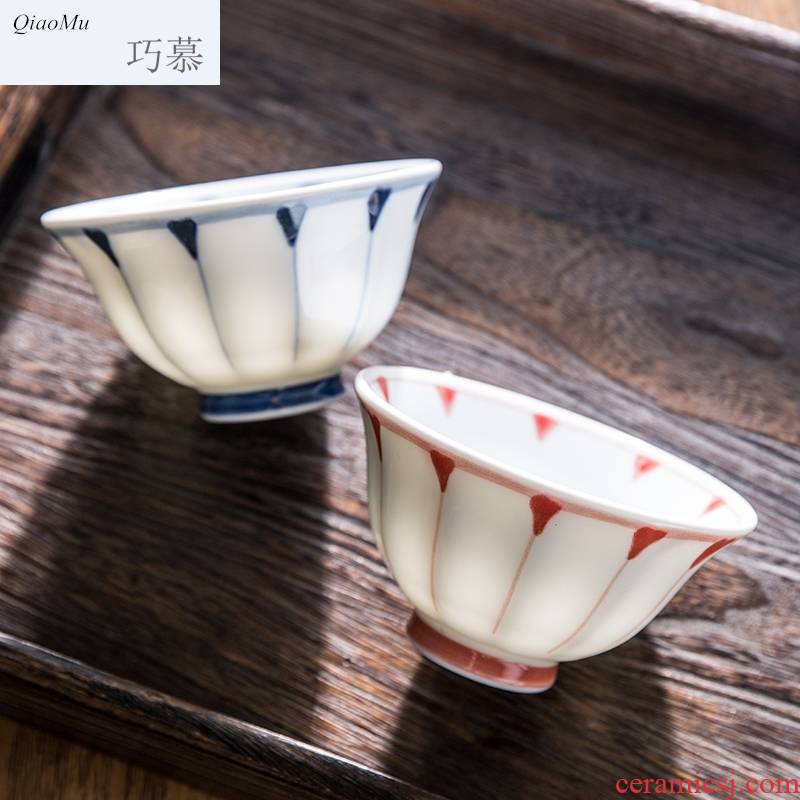 Qiam qiao mu Japanese and wind tall bowl of household ceramic tableware to eat small bowl clear soup bowl