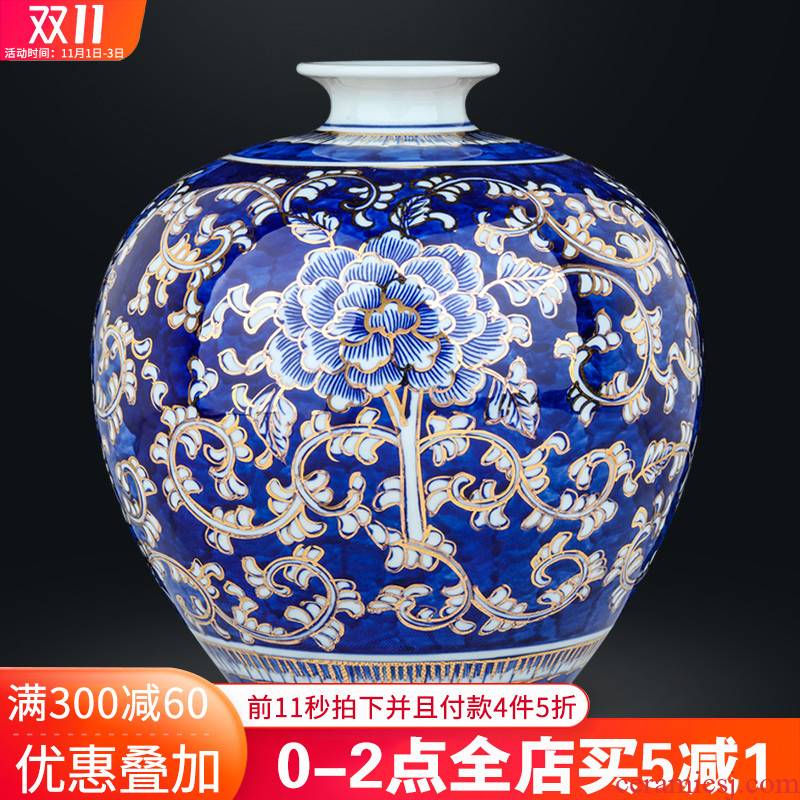 Jingdezhen ceramics by hand the see colour blue and white porcelain vases, Chinese style living room wine home furnishing articles