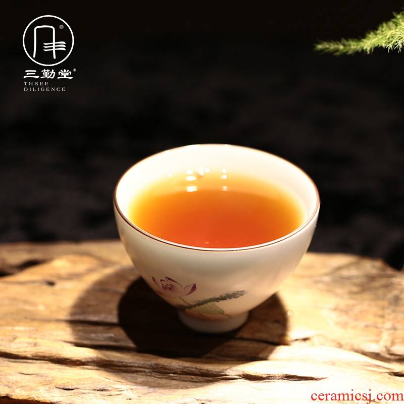 The three frequently kung fu ceramic cups hand - made pastel up celadon white tea sample tea cup S42042 small single CPU