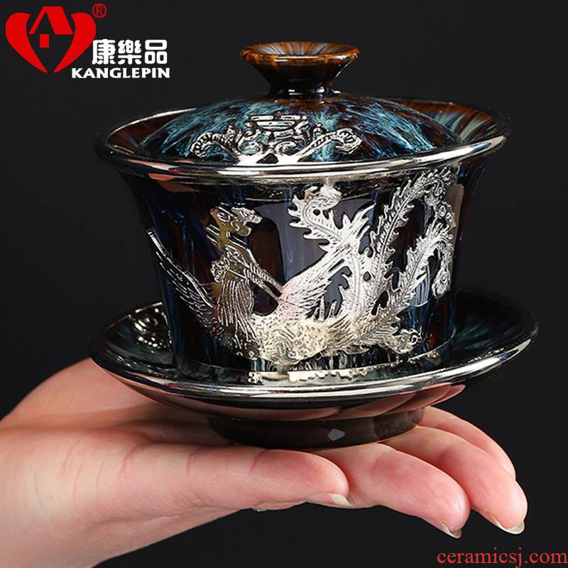 Recreational product an inset jades ceramic tureen kung fu tea set with variable temmoku built small tea teapot teacup