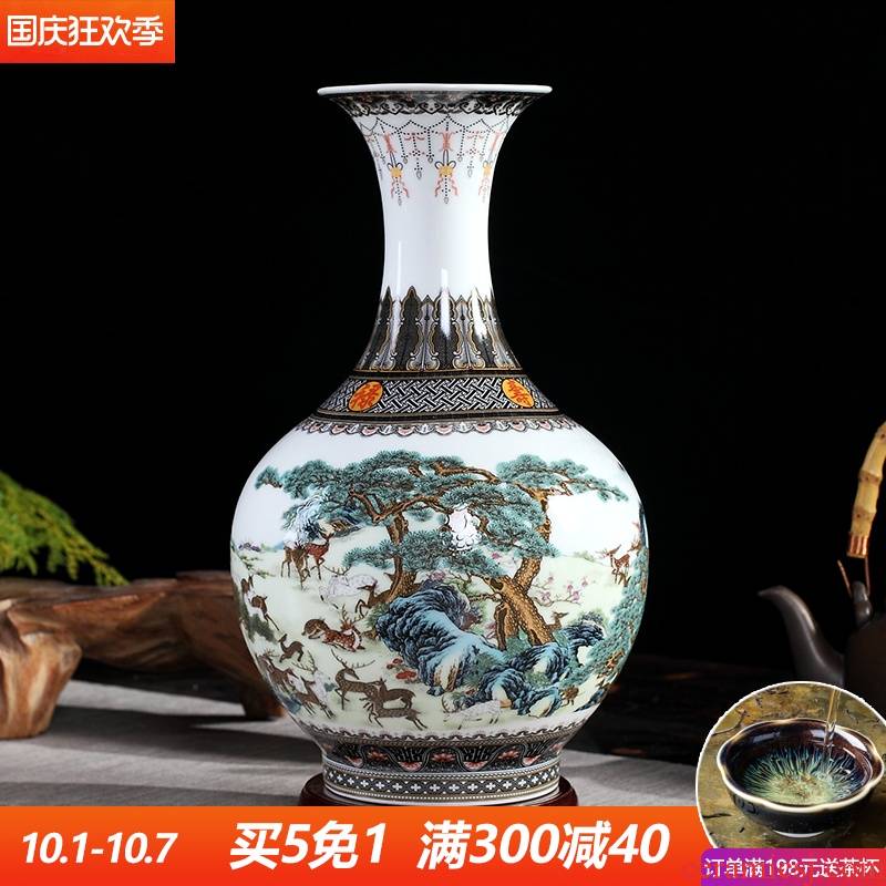 Powder enamel vase furnishing articles rich ancient frame of jingdezhen ceramics home sitting room flower arrangement craft adornment ornament