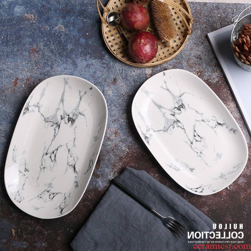 The kitchen marble egg - shaped plate creative household bowl dish dish suits for ceramic tableware custom ceramic plate