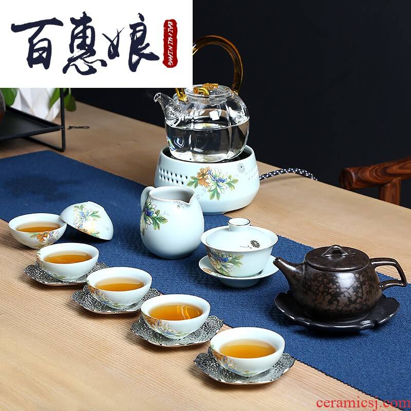 (niang brought the cooking tea art tureen kung fu tea set ceramic household glass teapot teacup set series