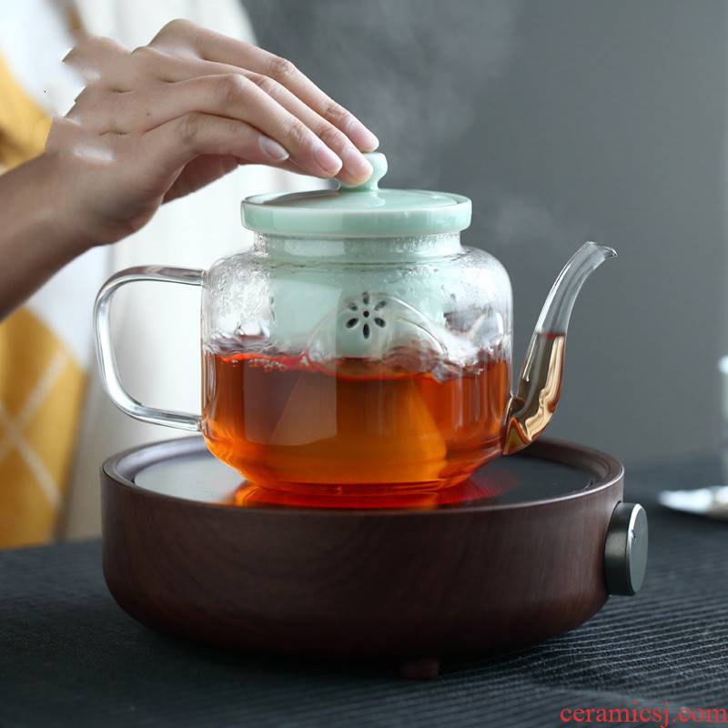 The Poly real boutique scene. Steam high borosilicate glass glass teapot tea steamer enamel - lined teapot keeping in good health