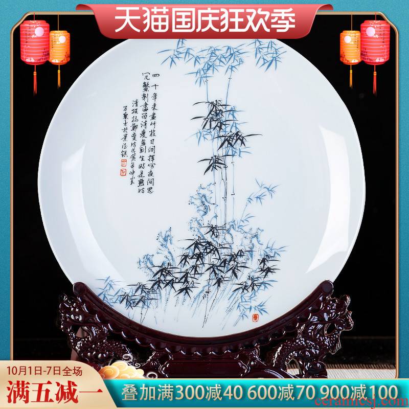 Jingdezhen ceramics furnishing articles furnishing articles of Chinese wind hanging plate wine decorations household adornment rich ancient frame craft