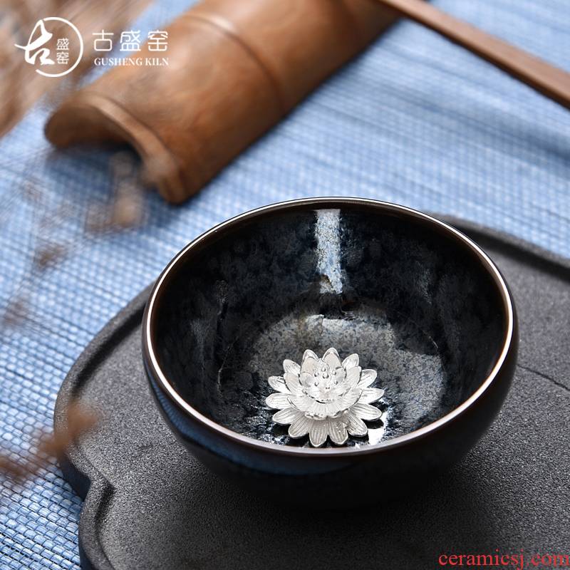 Ancient sheng up new star silver temmoku whitebait glass up ceramic bowl with the master sample tea cup tea cup