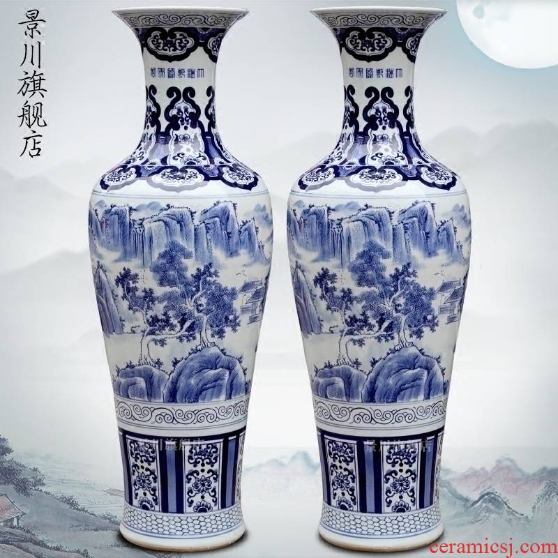 Jingdezhen porcelain ceramic hand - made landscape of large vases, home furnishing articles sitting room of Chinese style hotel adornment