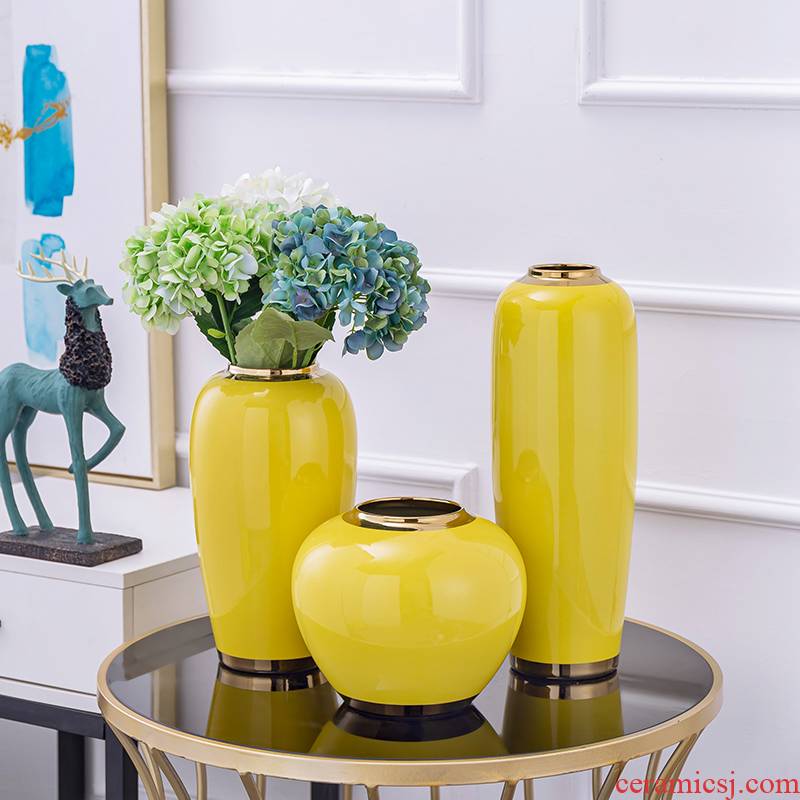 New light Chinese vase furnishing articles of key-2 luxury home desktop ceramics furnishing articles American sitting room dry flower decoration home decoration