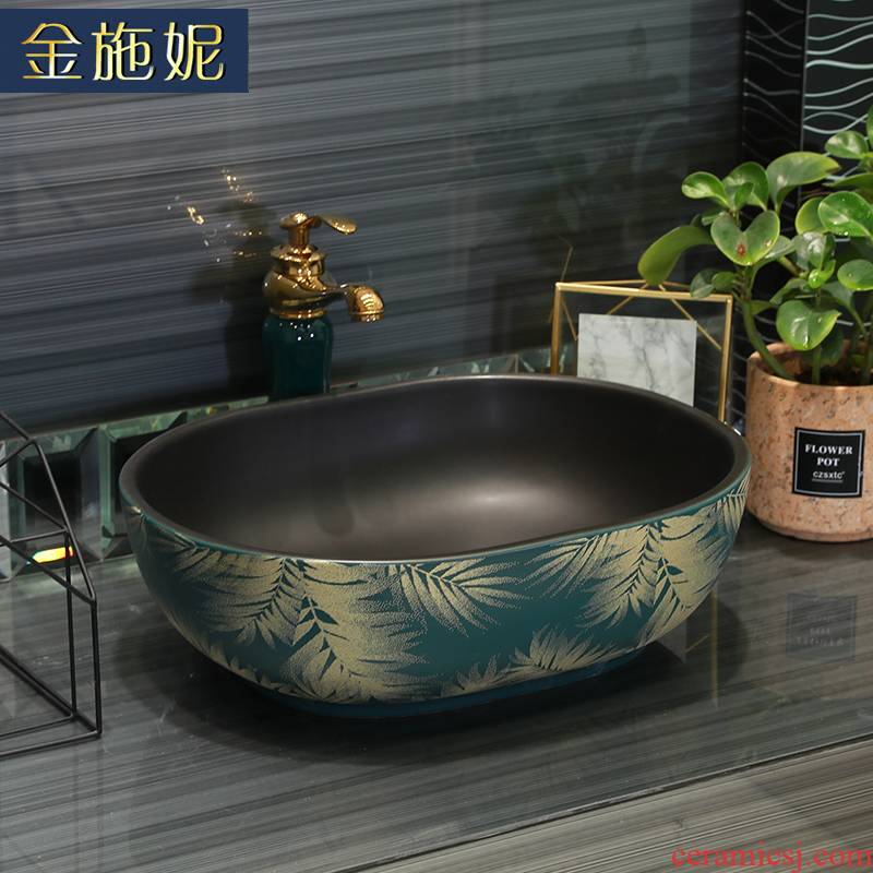 Gold cellnique stage basin rectangular circular for wash basin sink art ceramic lavatory basin basin of the balcony