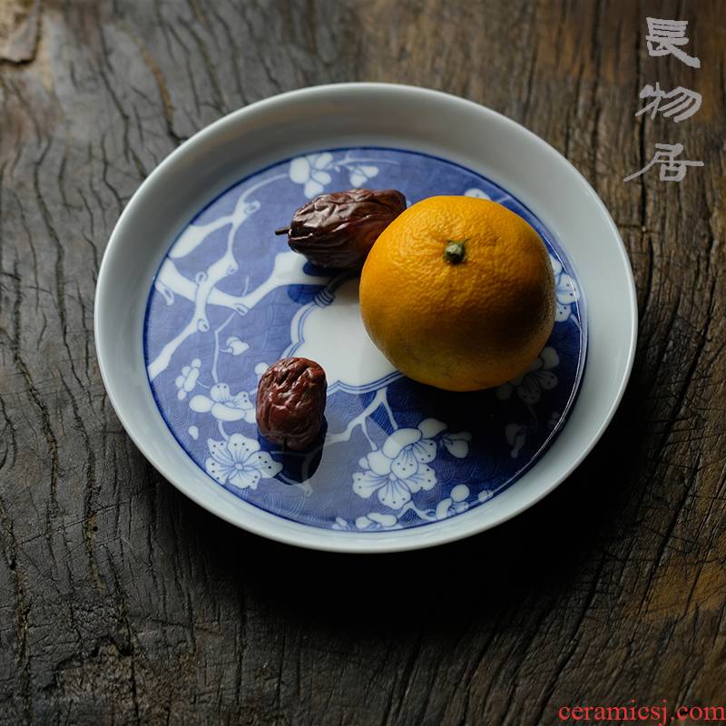 Private customized offered home - cooked in jingdezhen blue and white ice MeiPan hand - made ceramic tea tray was pot bearing fruit tray was dry terms plate