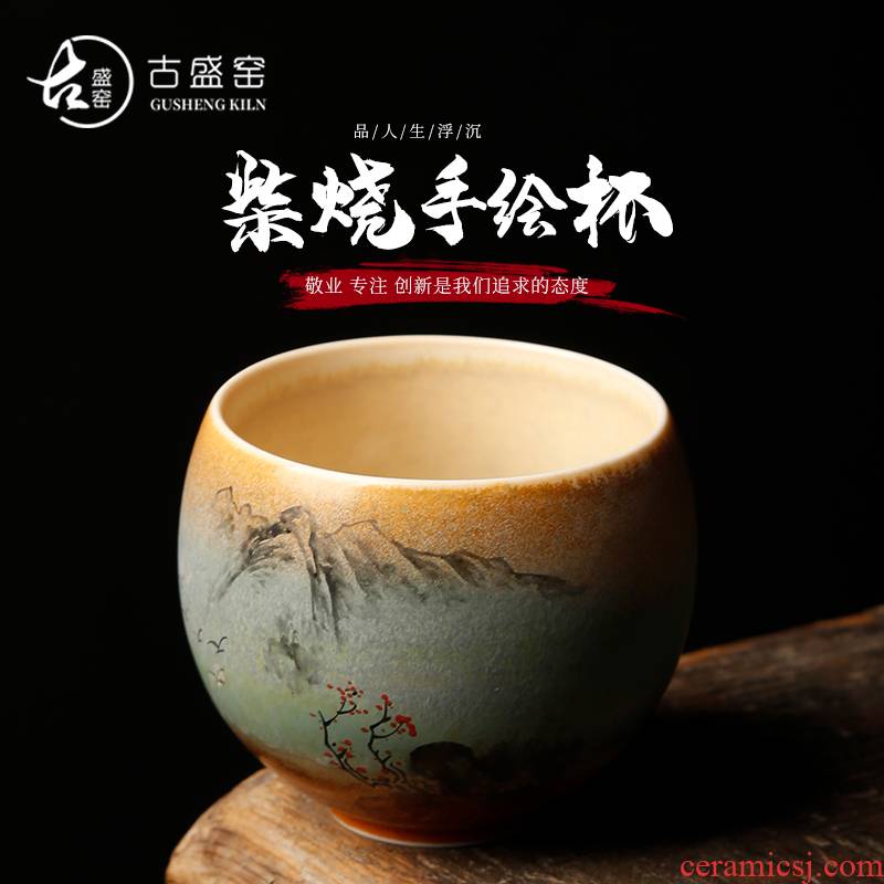 Ancient sheng up to burn hand - made the master sample tea cup fullness jingdezhen up all hand single CPU kung fu tea cups