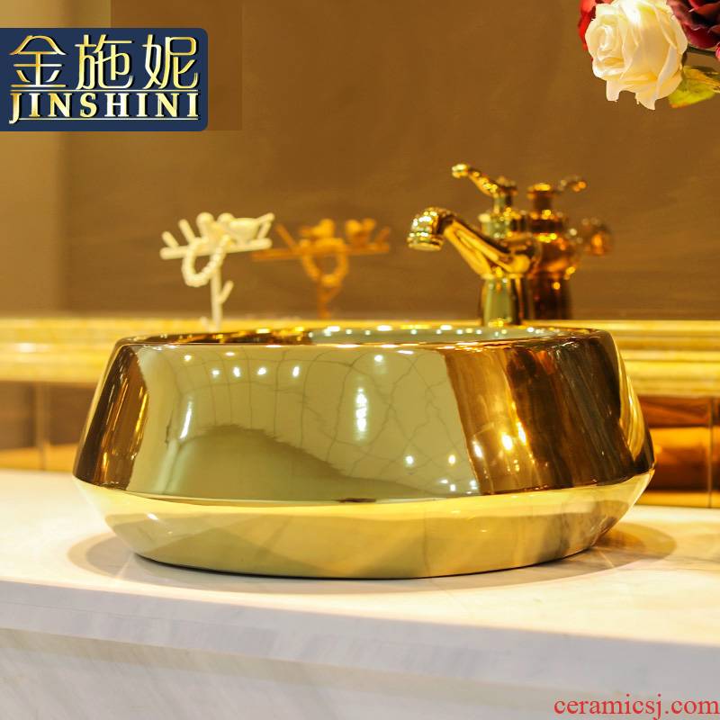 Gold cellnique jingdezhen ceramic sanitary ware art stage basin sink basin 623 Gold - plated