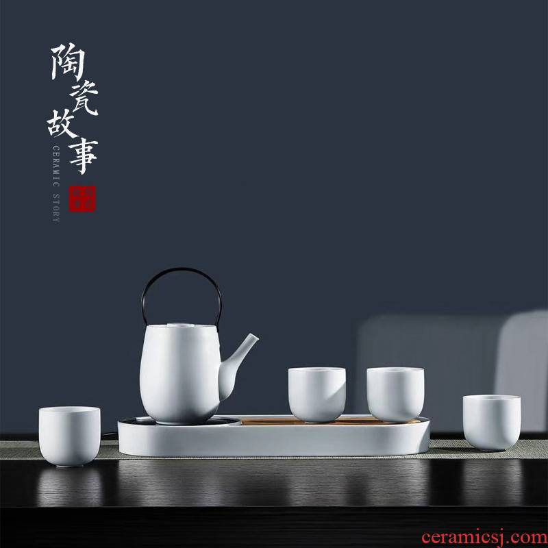 Ceramic story kung fu tea set suit Japanese teapot teacup tea stove temperature home sitting room ground tea set