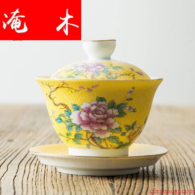 Flooded wooden pick flowers tureen large white porcelain of jingdezhen ceramics pastel colored enamel three bowl is kung fu