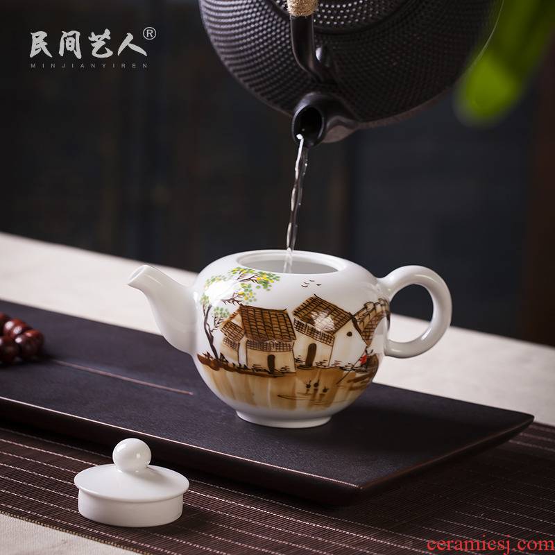 Jingdezhen ceramic hand - made kung fu tea tea manual craftsmen single pot of pu - erh tea tea kettle with tea