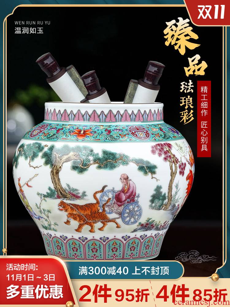 Jingdezhen ceramic antique guiguzi TV ark, desktop decorates porch cornucopia jar storage tank furnishing articles