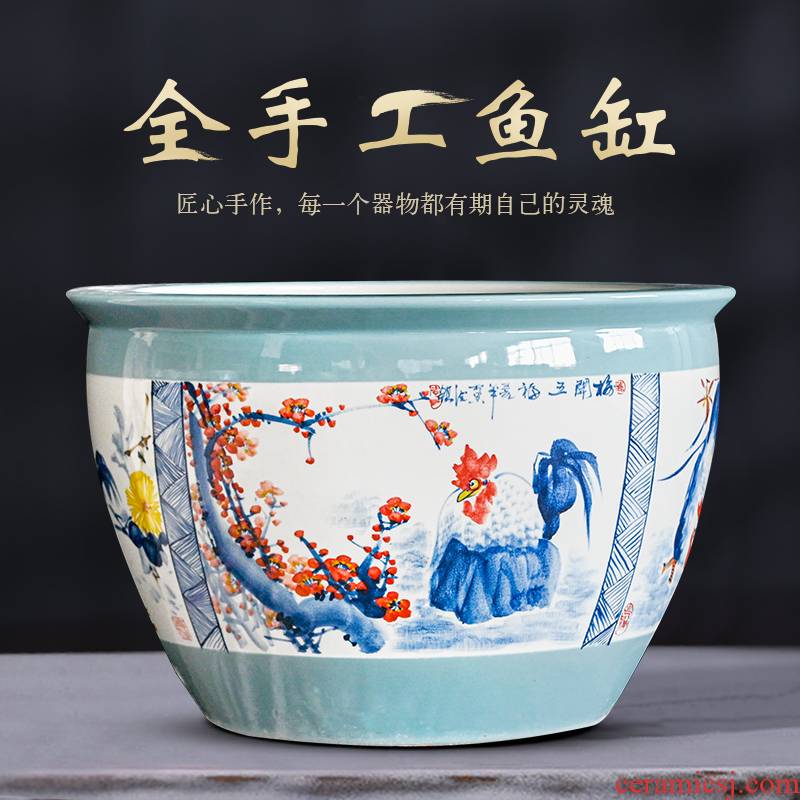 Packages mailed jingdezhen ceramic tank 1 m extra large household porcelain jar goldfish bowl sitting room of large courtyard tortoise cylinder