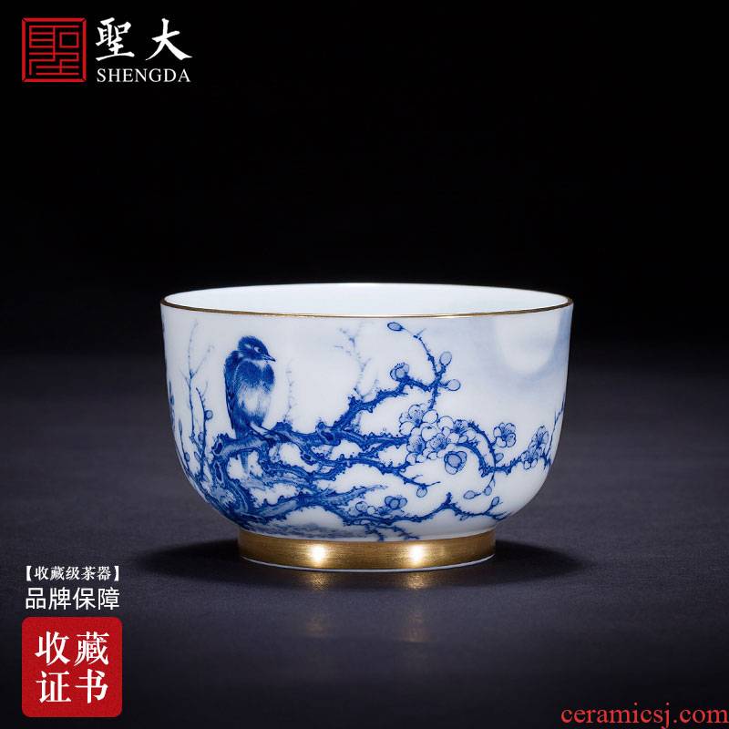 Holy big ceramic kung fu masters cup hand - made porcelain cups wheatgrass five - color sample tea cup all hand of jingdezhen tea service