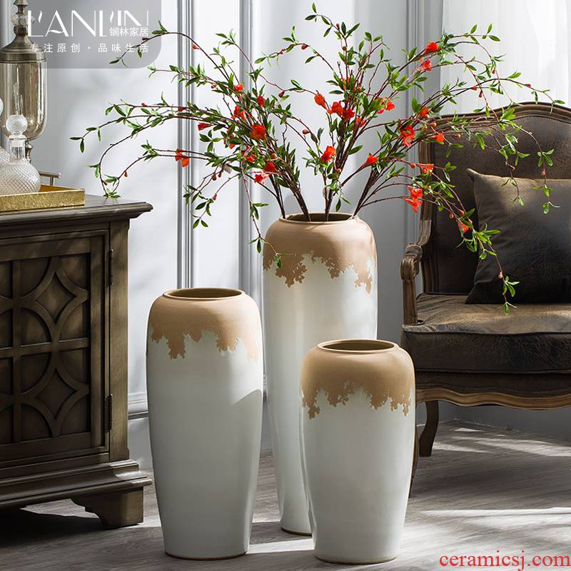 I and contracted floor vase large sitting room flower arranging flower implement American hydroponic pot home decoration ceramic furnishing articles