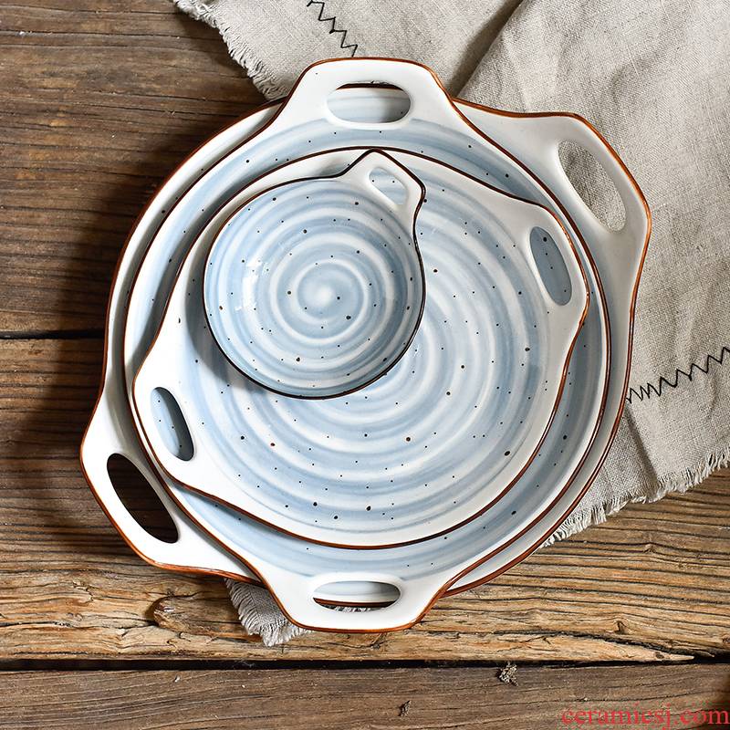 The Home plate Japanese creative fish dish ears irregular dish dish dish steamed vermicelli roll plate ceramic plates
