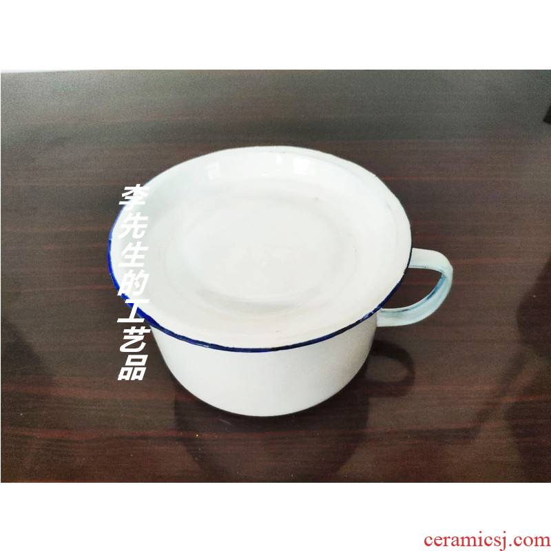 Enamel porcelain rice old iron cylinder iron rice basin lunch box cup cup noodles cups with cover large Enamel jug snack cup