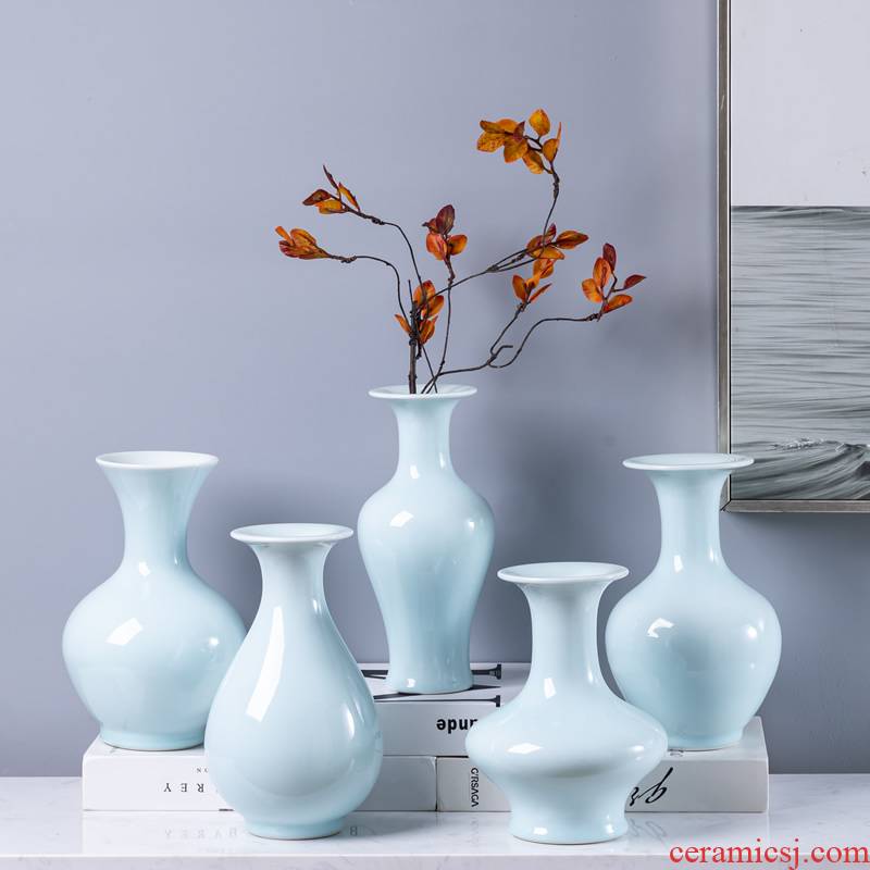 Jingdezhen ceramic floret bottle furnishing articles archaize sitting room of the new Chinese style flower arranging dried flower green porcelain decorative furnishing articles floral outraged