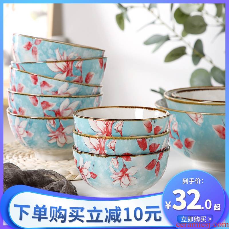 Japanese ceramic bowl with the creative move of the loaded 10 ipads porcelain bowl rainbow such as bowl bowl under a single glaze color tableware