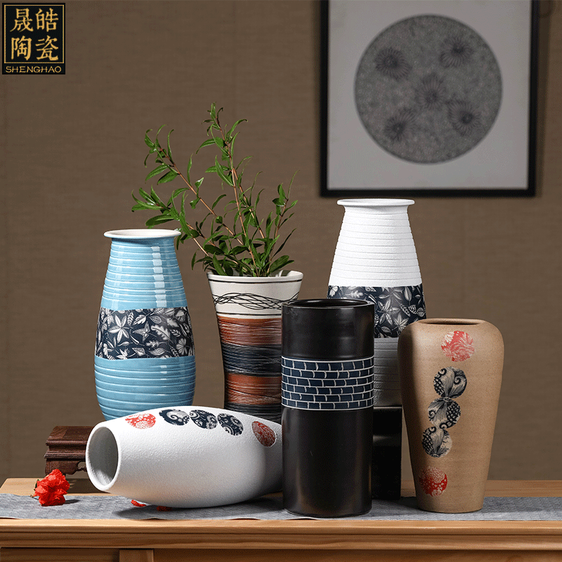 Jingdezhen ceramics are dried flowers sitting room pottery flower arranging device home decoration vase home furnishing articles