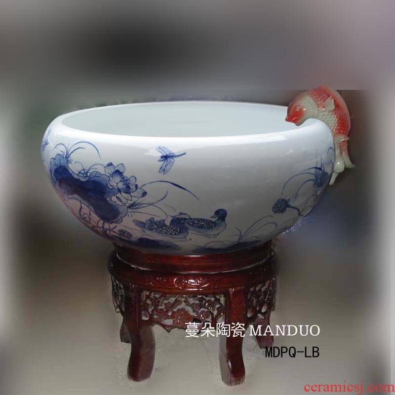 Fountain of jingdezhen blue and white porcelain lotus duck blue - and - white porcelain Fountain indoor Fountain at home