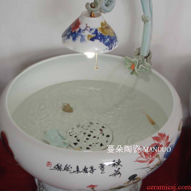 Jingdezhen version into fish goldfish goldfish version into gift porcelain porcelain cylinder cylinder cylinder fish lamp