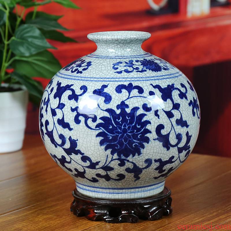 Jingdezhen ceramics in the vase to open the slice archaize of blue and white vase contracted furnishing articles of modern home sitting room adornment