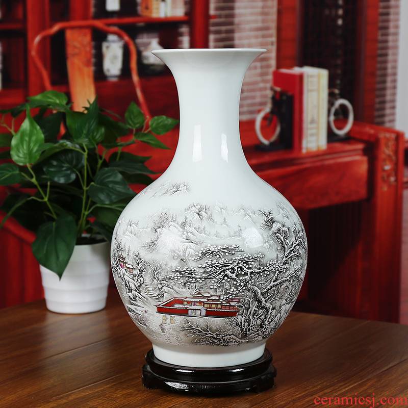 Jingdezhen ceramics powder enamel snow vase study of I household adornment furnishing articles contracted sitting room a wedding gift