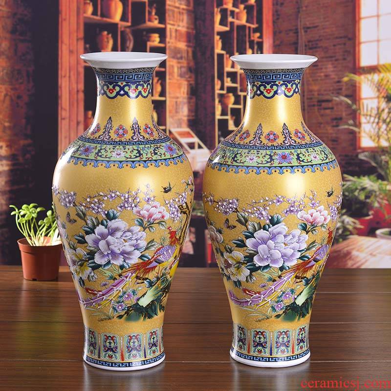 Jingdezhen ceramics enamel sitting room place I and contracted household adornment enamel vase wedding gift