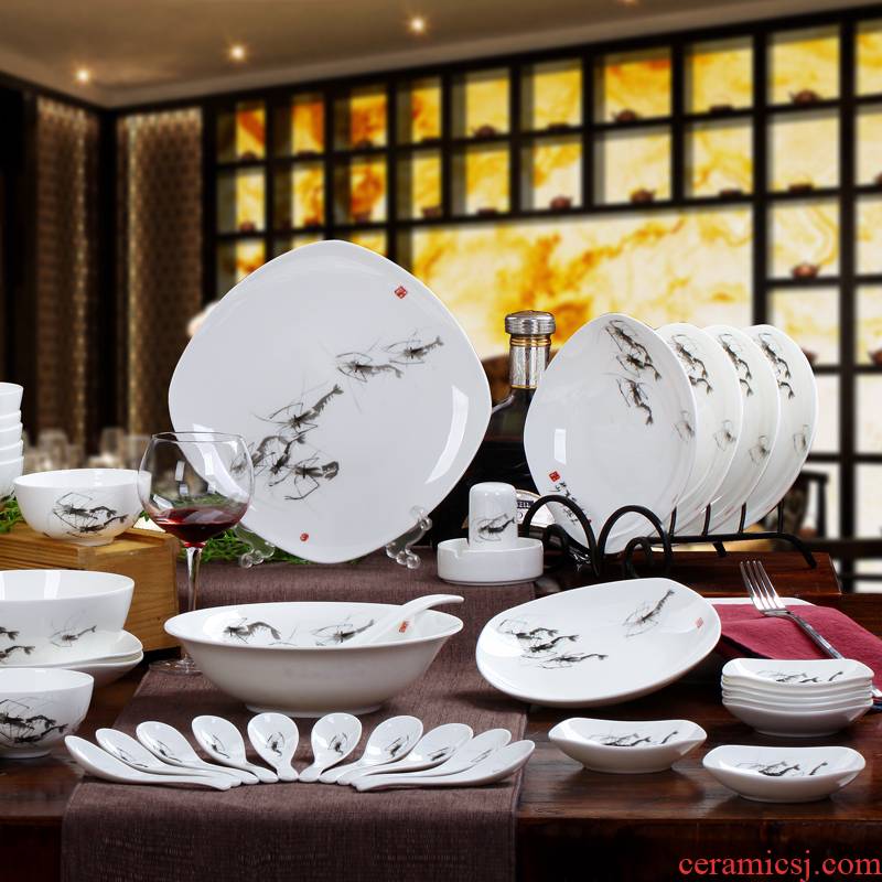 56 the head of jingdezhen ceramic tableware suit to use dishes Chinese porcelain tableware ceramic bowl classical dishes