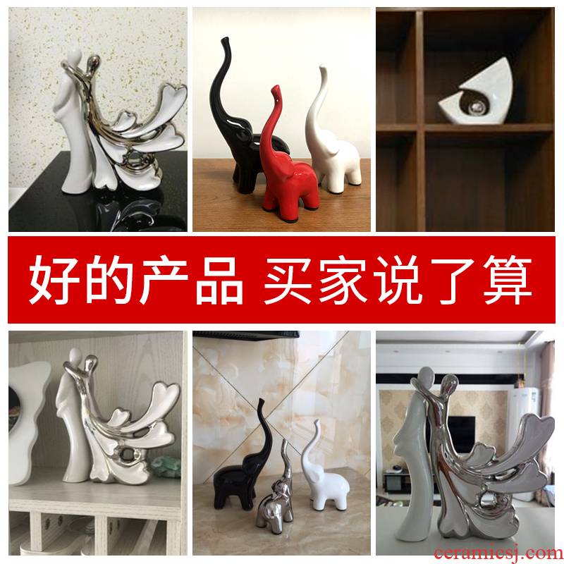 European ceramics elephant furnishing articles a family of three creative jingdezhen contracted and I household act the role ofing is tasted small arts and crafts