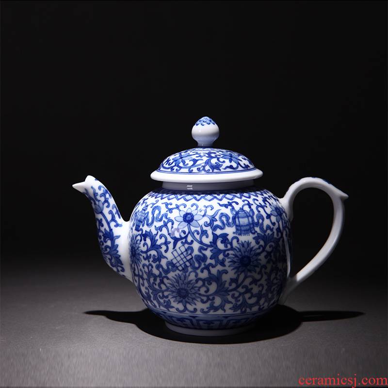 Xin kettle of jingdezhen blue and white teapot hand - made ceramic all hand violet teapot kung fu tea pot