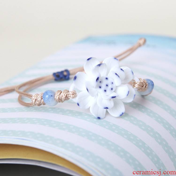 QingGe ornaments of jingdezhen ceramic accessories/jewelry braided bracelet getting white lotus flower bracelet booth in supply